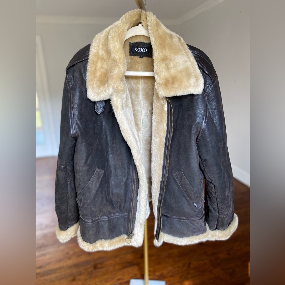 VTG Style B3 Aviator Bomber Military Airforce Flying Biker 80s 90s Leather Coat - Picture 1 of 15